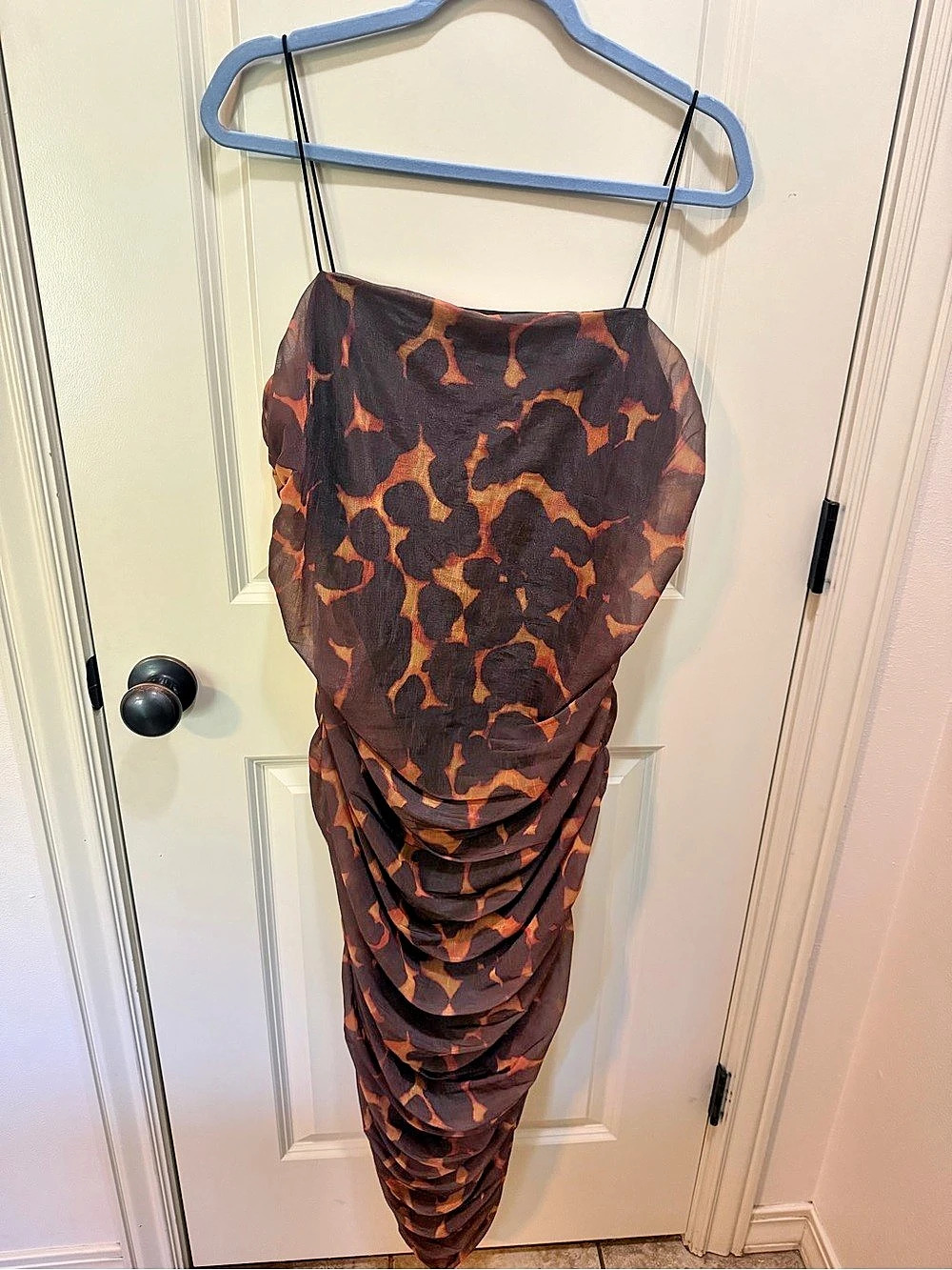 Future Collective Animal Print Maxi Dress in Brown & Black Size XXL